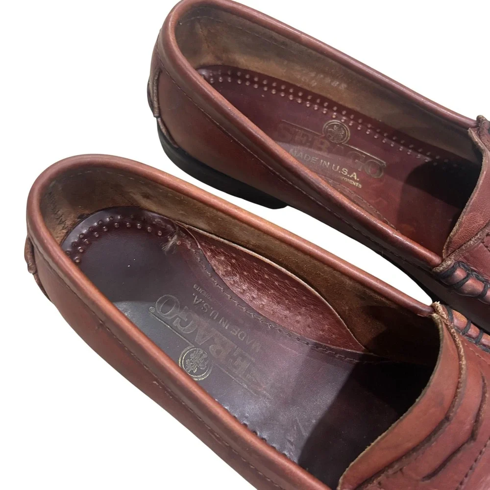 Sebago Classic Dan Brown Leather Penny Loafers Made in USA Womens 8.5 M